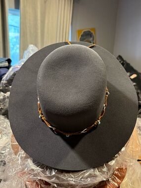 San Diego Hat Company Black Wide Brim Felt Hat with Bead Band